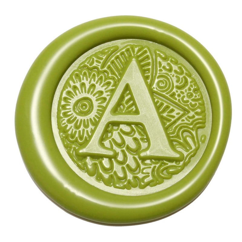 Yoption Letter A Wax Seal Stamp, Yoption Brass Head Botanical Alphabet Initial Sealing Stamp with Wooden Handle - Image 3